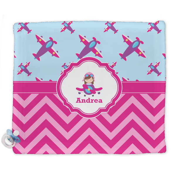 Custom Airplane Theme - for Girls Security Blanket - Single Sided (Personalized)