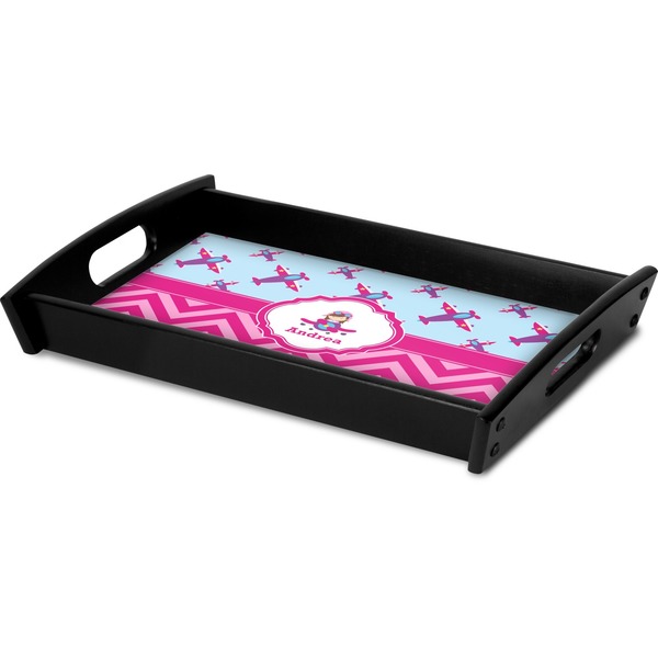 Airplane Theme - for Girls Serving Tray Black - Corner