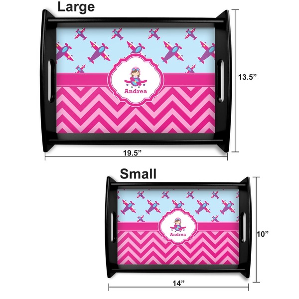 Airplane Theme - for Girls Serving Tray Black Sizes
