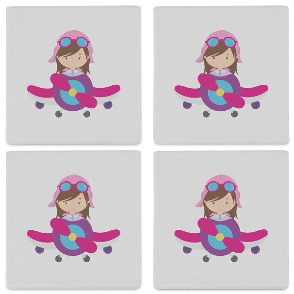 Airplane Theme - for Girls Set of 4 Sandstone Coasters - See All 4 View