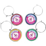 Airplane Theme - for Girls Wine Charms (Set of 4) (Personalized)