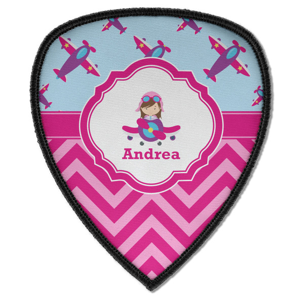 Custom Airplane Theme - for Girls Iron on Shield Patch A w/ Name or Text