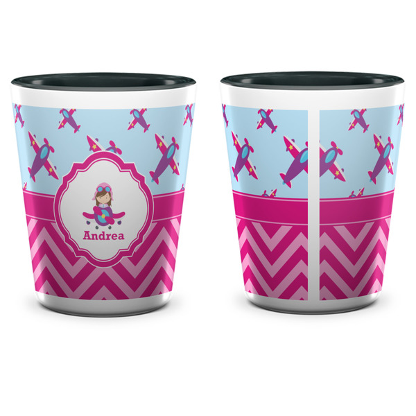 Airplane Theme - for Girls Shot Glass - Two Tone - APPROVAL