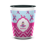 Airplane Theme - for Girls Ceramic Shot Glass - 1.5 oz - Two Tone - Set of 4 (Personalized)