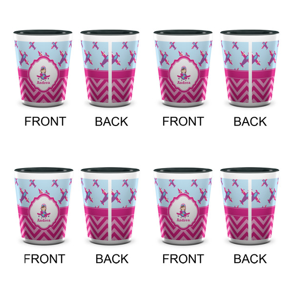 Airplane Theme - for Girls Shot Glassess - Two Tone - Set of 4 - APPROVAL