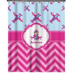 Airplane Theme - for Girls Extra Long Shower Curtain - 70"x84" (Personalized)