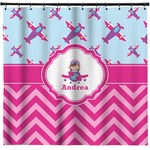 Airplane Theme - for Girls Shower Curtain - Custom Size (Personalized)