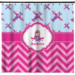 Airplane Theme - for Girls Shower Curtain - Custom Size (Personalized)