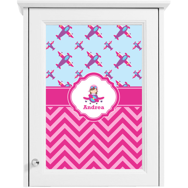 Airplane Theme - for Girls Single White Cabinet Decal