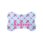 Airplane Theme - for Girls Bone Shaped Dog Food Mat (Small) (Personalized)