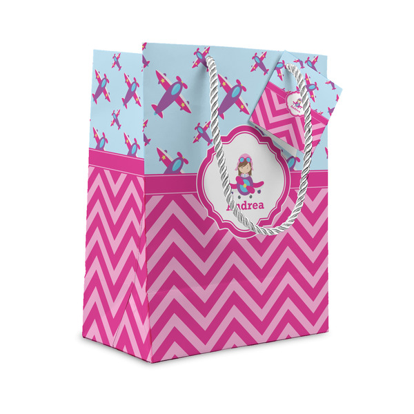 Custom Airplane Theme - for Girls Small Gift Bag (Personalized)