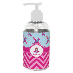 Airplane Theme - for Girls Plastic Soap / Lotion Dispenser (8 oz - Small - White) (Personalized)