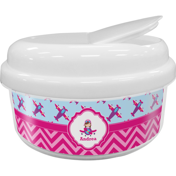 Custom Airplane Theme - for Girls Snack Container (Personalized)
