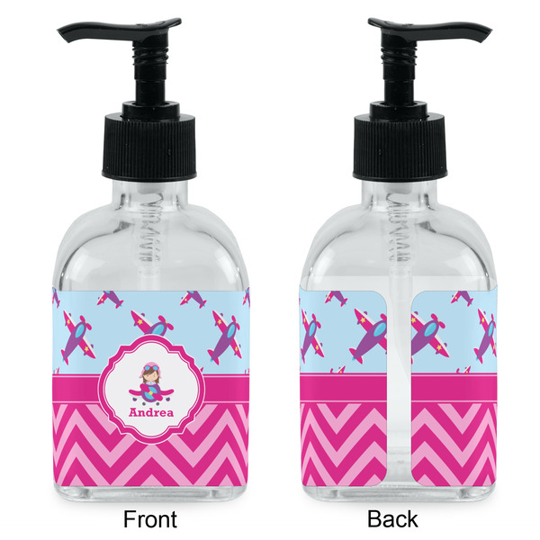 Airplane Theme - for Girls Glass Soap/Lotion Dispenser - Approval