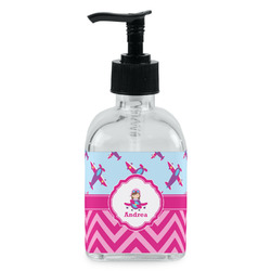 Airplane Theme - for Girls Glass Soap & Lotion Bottle - Single Bottle (Personalized)