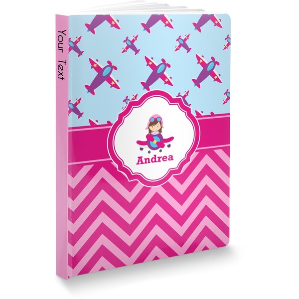 Custom Airplane Theme - for Girls Softbound Notebook (Personalized)