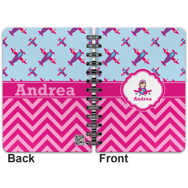 Airplane Theme - for Girls Spiral Journal 5 x 7 - Apvl