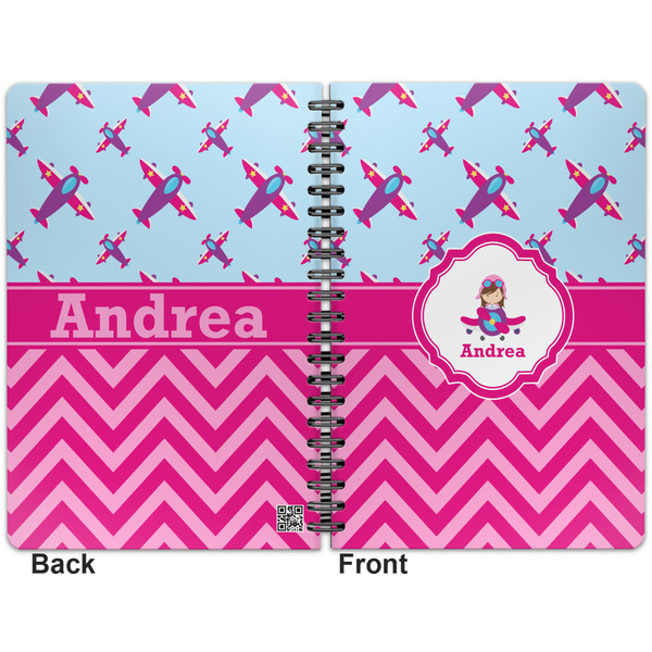 Airplane Theme - for Girls Spiral Journal 7 x 10 - Apvl