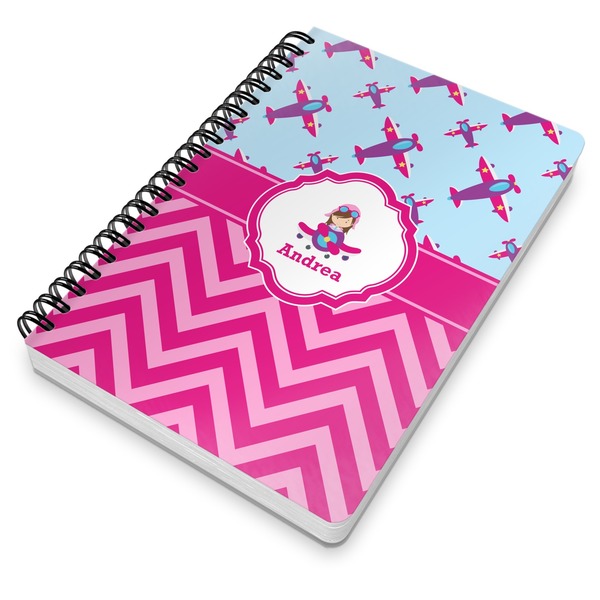 Airplane Theme - for Girls Spiral Journal 7 x 10 - Main