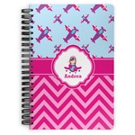 Airplane Theme - for Girls Spiral Notebook - 7x10 w/ Name or Text