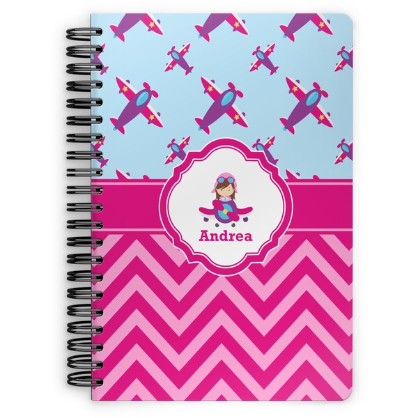 Custom Airplane Theme - for Girls Spiral Notebook (Personalized)