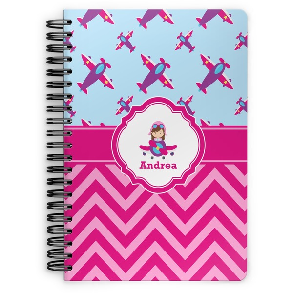 Custom Airplane Theme - for Girls Spiral Notebook (Personalized)