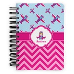 Airplane Theme - for Girls Spiral Notebook - 5x7 w/ Name or Text