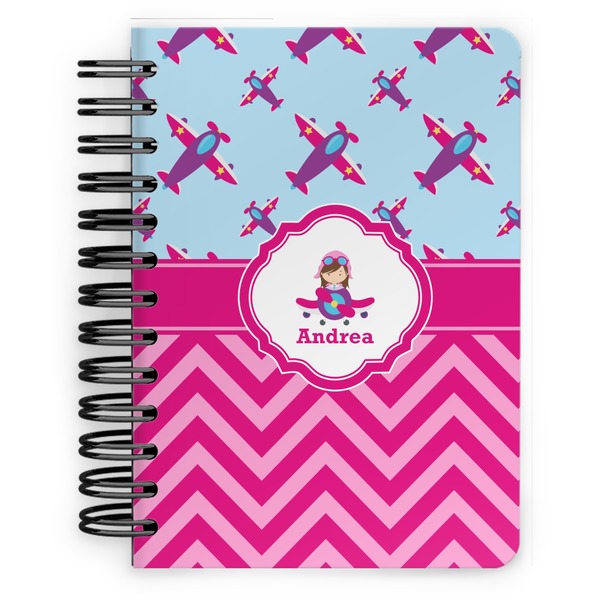 Custom Airplane Theme - for Girls Spiral Notebook - 5x7 w/ Name or Text