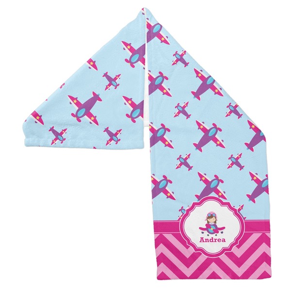 Airplane Theme - for Girls Sports Towel Folded - Both Sides Showing