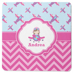 Airplane Theme - for Girls Square Rubber Backed Coaster (Personalized)