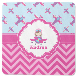 Airplane Theme - for Girls Square Rubber Backed Coaster (Personalized)