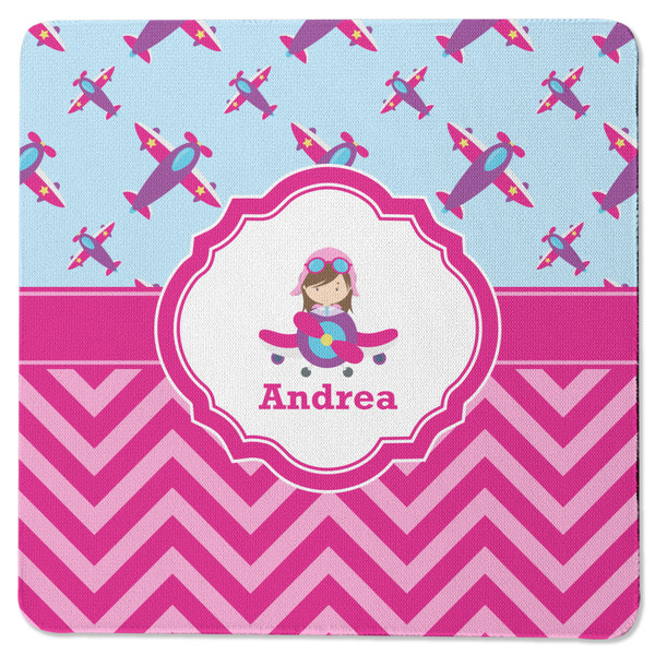 Airplane Theme - for Girls Square Coaster Rubber Back - Single