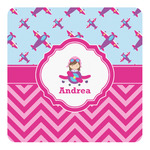 Airplane Theme - for Girls Square Decal (Personalized)