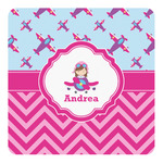 Airplane Theme - for Girls Square Decal - Large (Personalized)