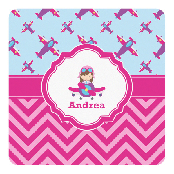 Custom Airplane Theme - for Girls Square Decal - Medium (Personalized)