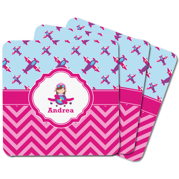 Airplane Theme - for Girls Square Fridge Magnet - MAIN