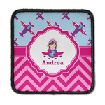 Airplane Theme - for Girls Iron On Square Patch w/ Name or Text