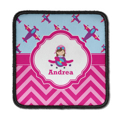 Airplane Theme - for Girls Iron On Square Patch w/ Name or Text