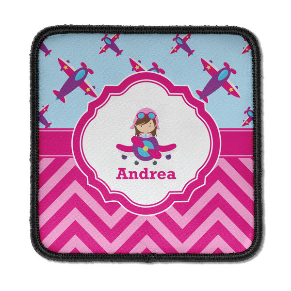 Custom Airplane Theme - for Girls Iron On Square Patch w/ Name or Text