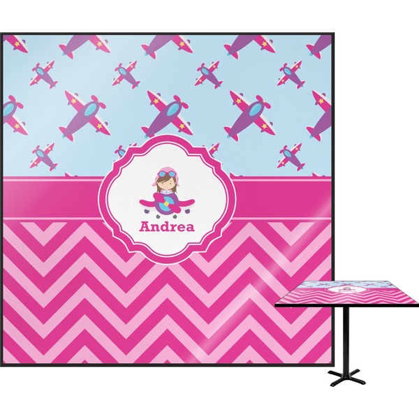 Custom Airplane Theme - for Girls Square Table Top (Personalized)