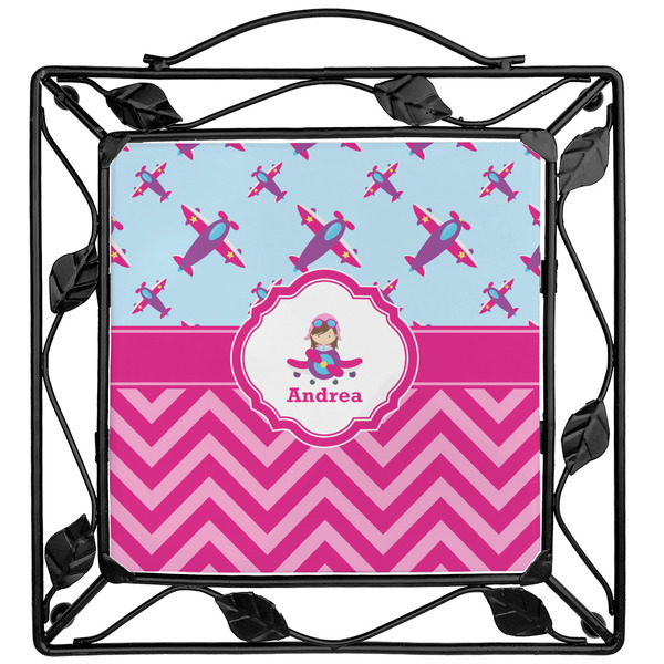 Custom Airplane Theme - for Girls Square Trivet (Personalized)