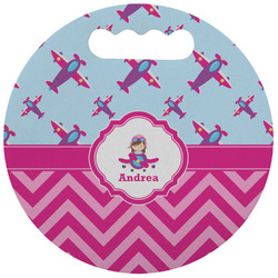 Airplane Theme - for Girls Stadium Cushion (Round) (Personalized)