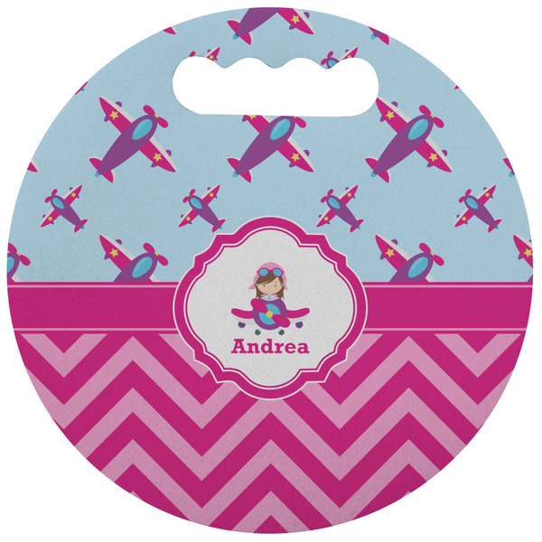 Custom Airplane Theme - for Girls Stadium Cushion (Round) (Personalized)