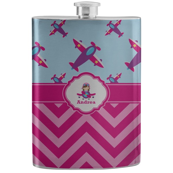 Custom Airplane Theme - for Girls Stainless Steel Flask (Personalized)