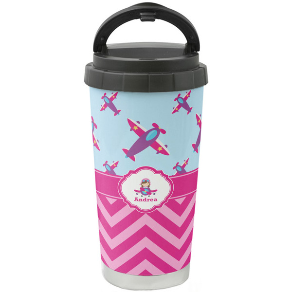 Custom Airplane Theme - for Girls Stainless Steel Coffee Tumbler (Personalized)