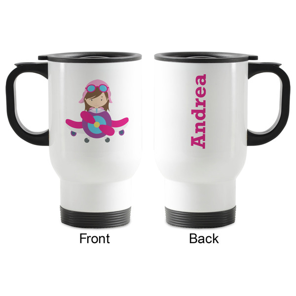 Airplane Theme - for Girls Stainless Steel Travel Mug with Handle - Apvl