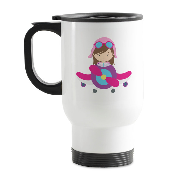 Custom Airplane Theme - for Girls Stainless Steel Travel Mug with Handle