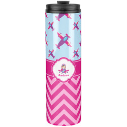 Airplane Theme - for Girls Stainless Steel Skinny Tumbler - 20 oz (Personalized)