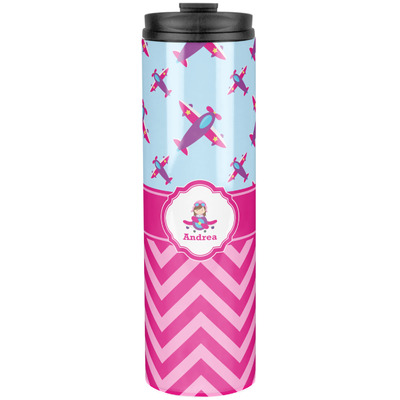 Airplane Theme - for Girls Stainless Steel Skinny Tumbler - 20 oz (Personalized)