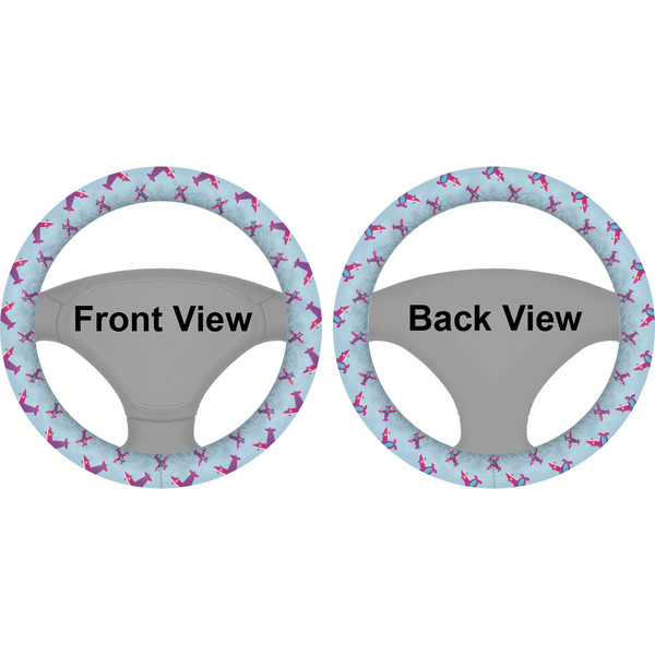 Airplane Theme - for Girls Steering Wheel Cover- Front and Back